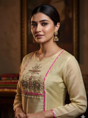 Vitara Eshwari Shimmer Embroidered Kurti Set With Dupatta