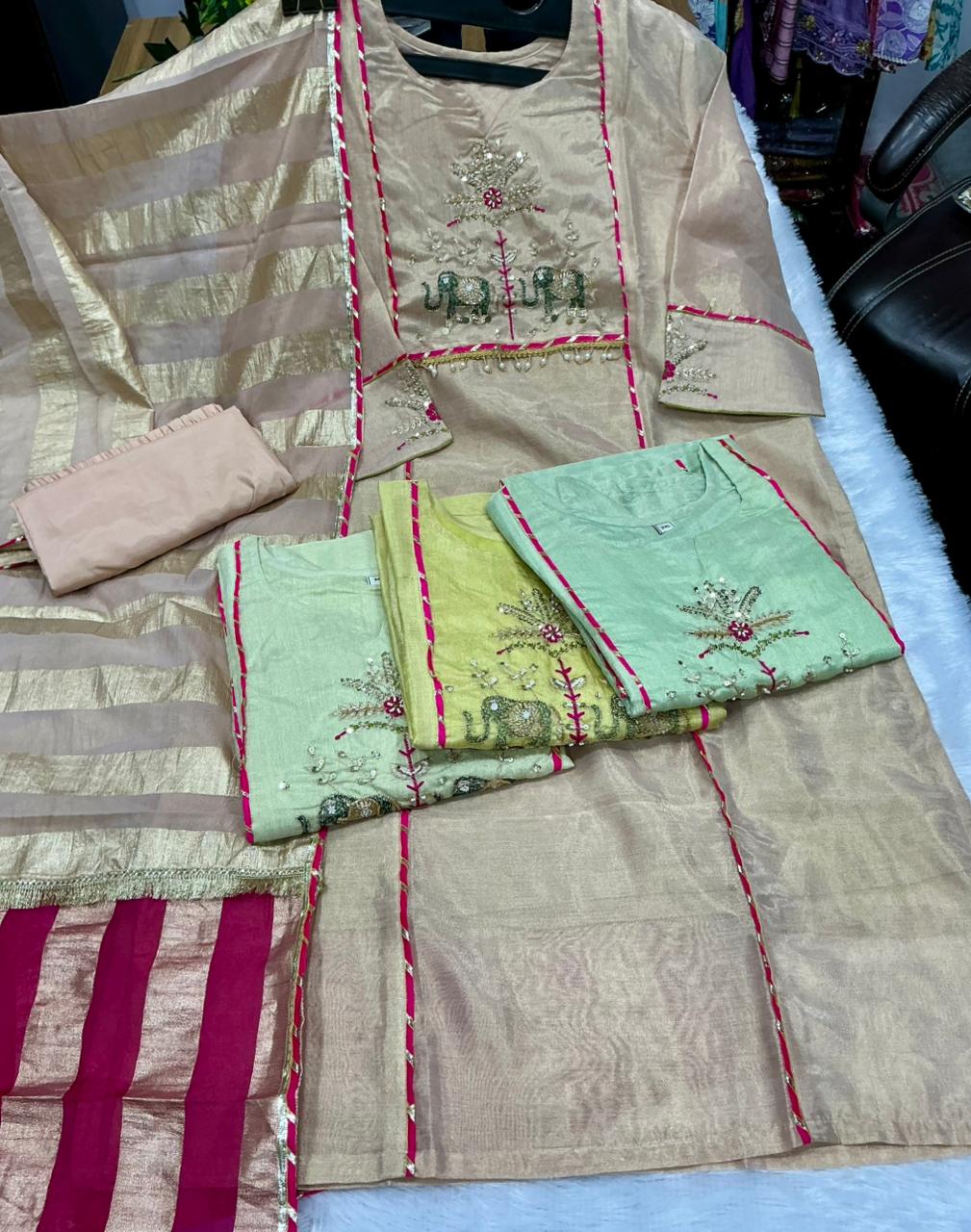Vitara Eshwari Shimmer Embroidered Kurti Set With Dupatta — Designer Readymade Suits, Vardan Ethnic wholesale from Surat — view 4