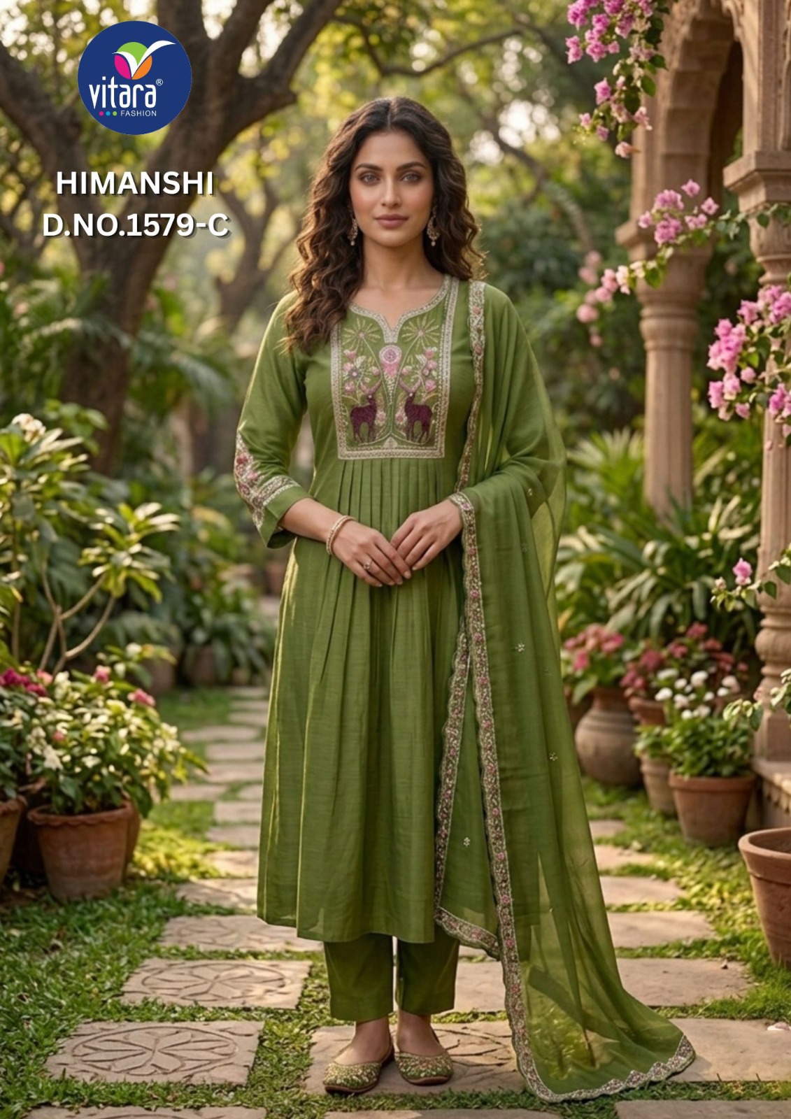 Vitara Himanshi Mal Chanderi Embroidery Readymade Salwar Suit — Wholesale Anarkali Kurti, Vitara Fashion wholesale from Surat — view 6