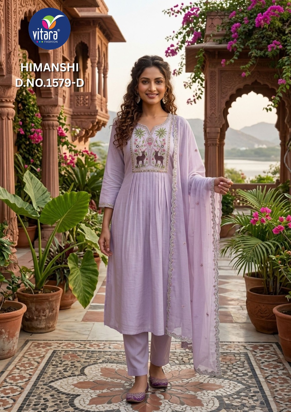 Vitara Himanshi Mal Chanderi Embroidery Readymade Salwar Suit — Wholesale Anarkali Kurti, Vitara Fashion wholesale from Surat — view 4