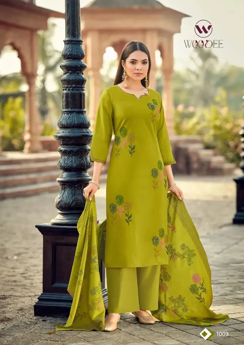 Woodee Mahek Cotton Soft Thread Worked Readymade Salwar Suit — Wholesale Salwar Suits, Woodee wholesale from Surat — view 1