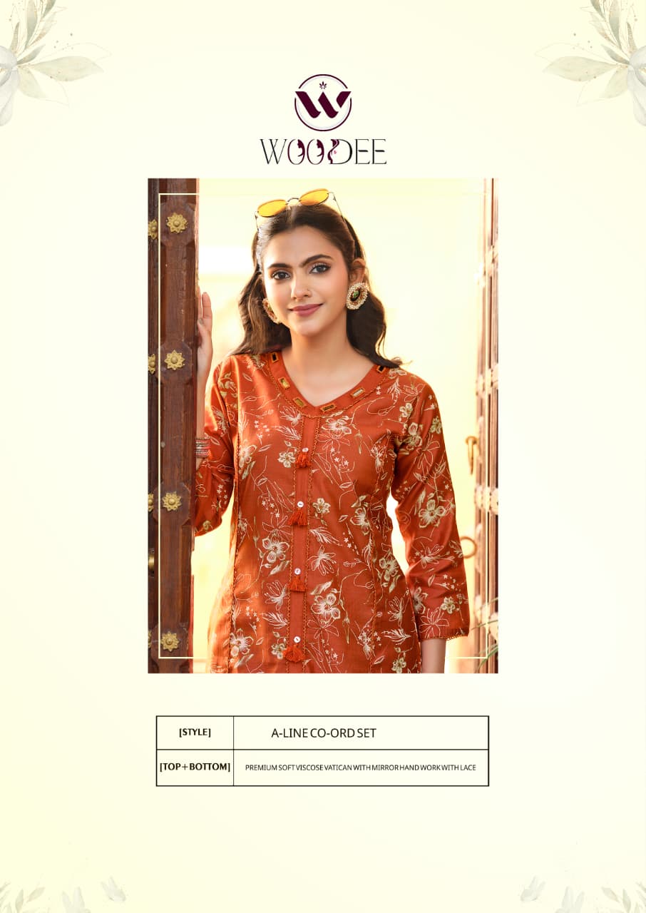 Woodee Mahika Viscose Printed Kurti Set Wholesale Collection — Wholesale Cotton Kurti Pant Set, MPA wholesale from Surat — view 6