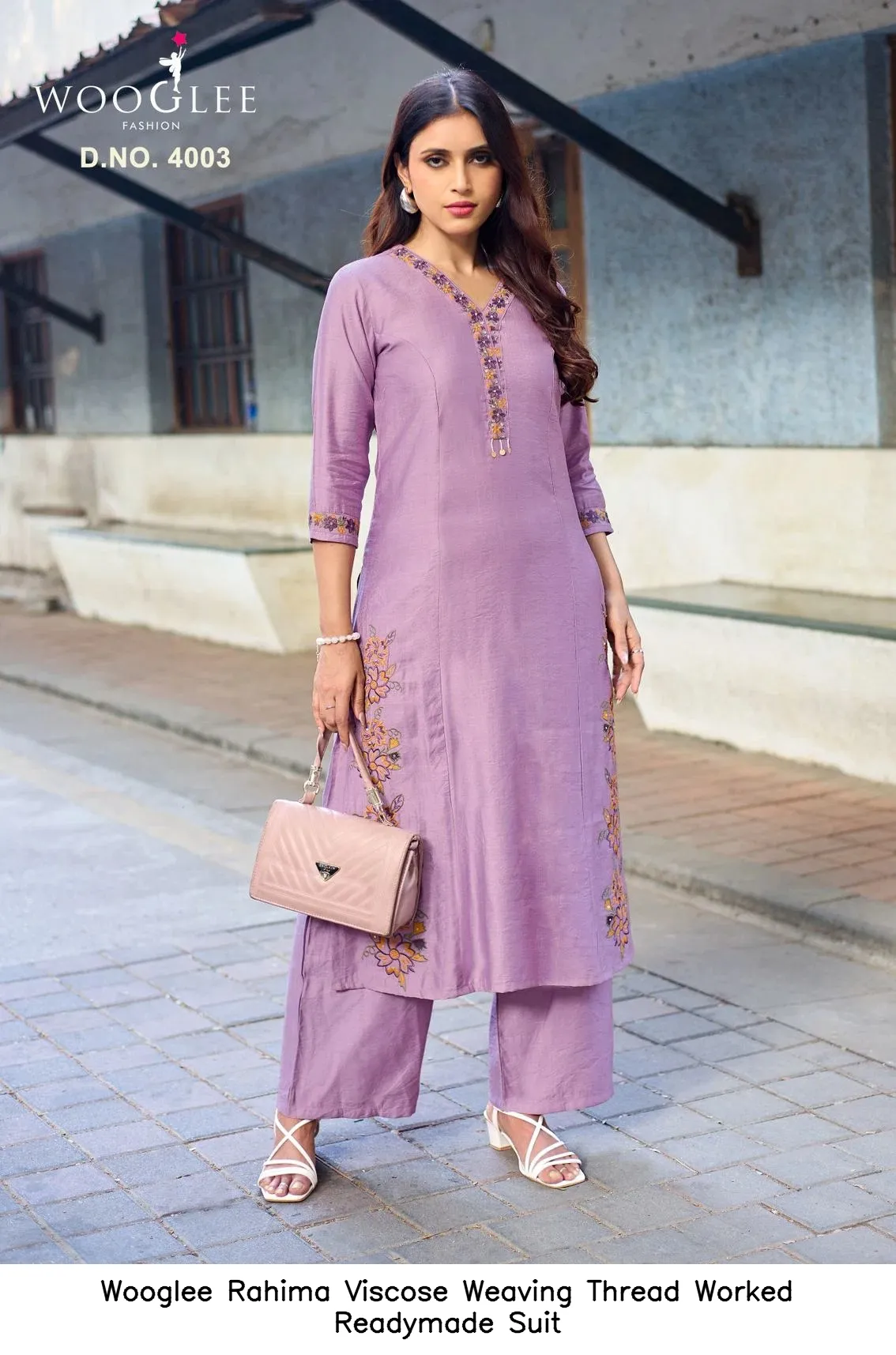 Wooglee Rahima Viscose Weaving Thread Worked  Readymade Suit — Wholesale Cotton Kurti Pant Set, Wooglee wholesale from Surat — view 5