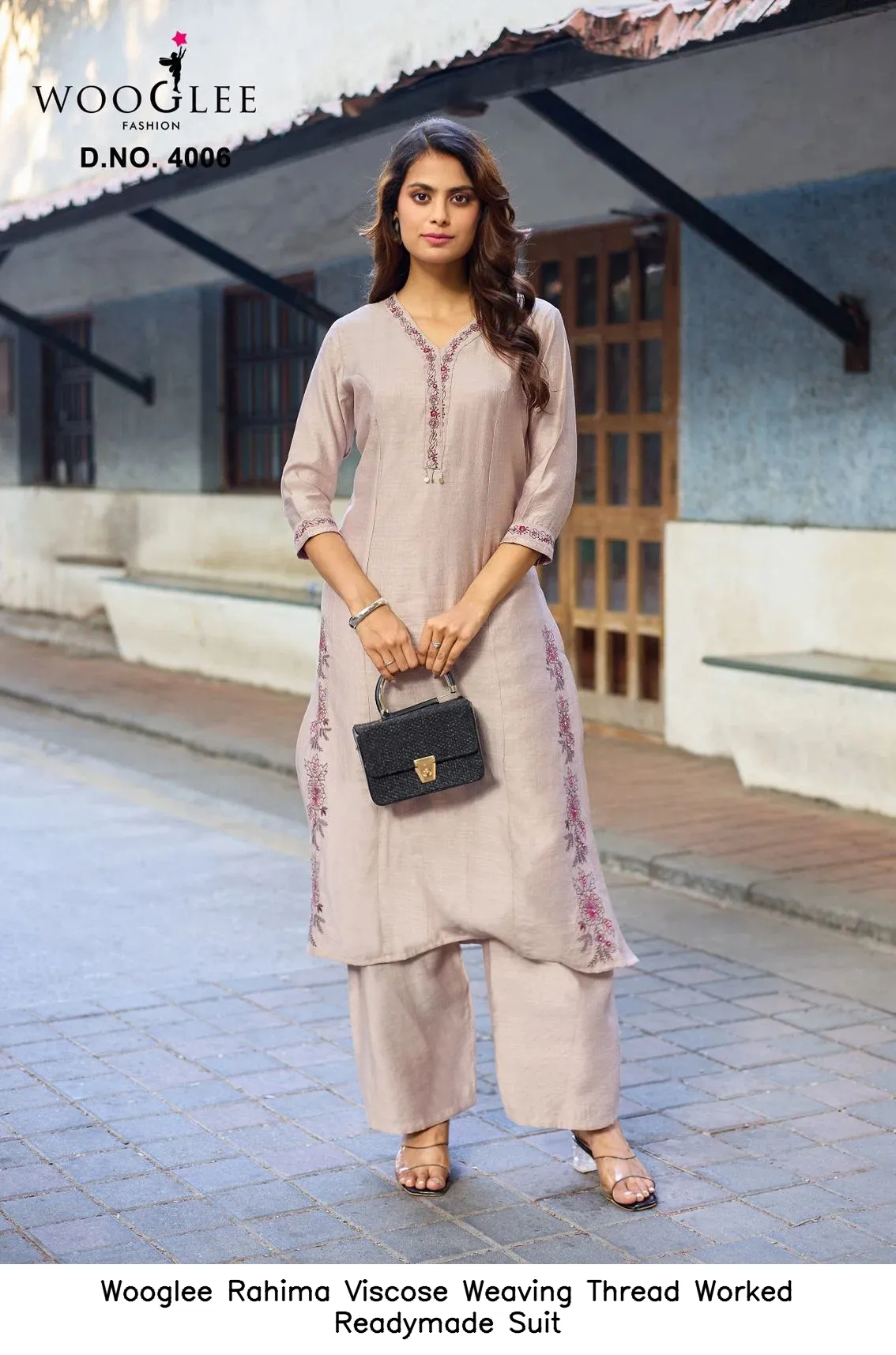 Wooglee Rahima Viscose Weaving Thread Worked  Readymade Suit — Wholesale Cotton Kurti Pant Set, Wooglee wholesale from Surat — view 6
