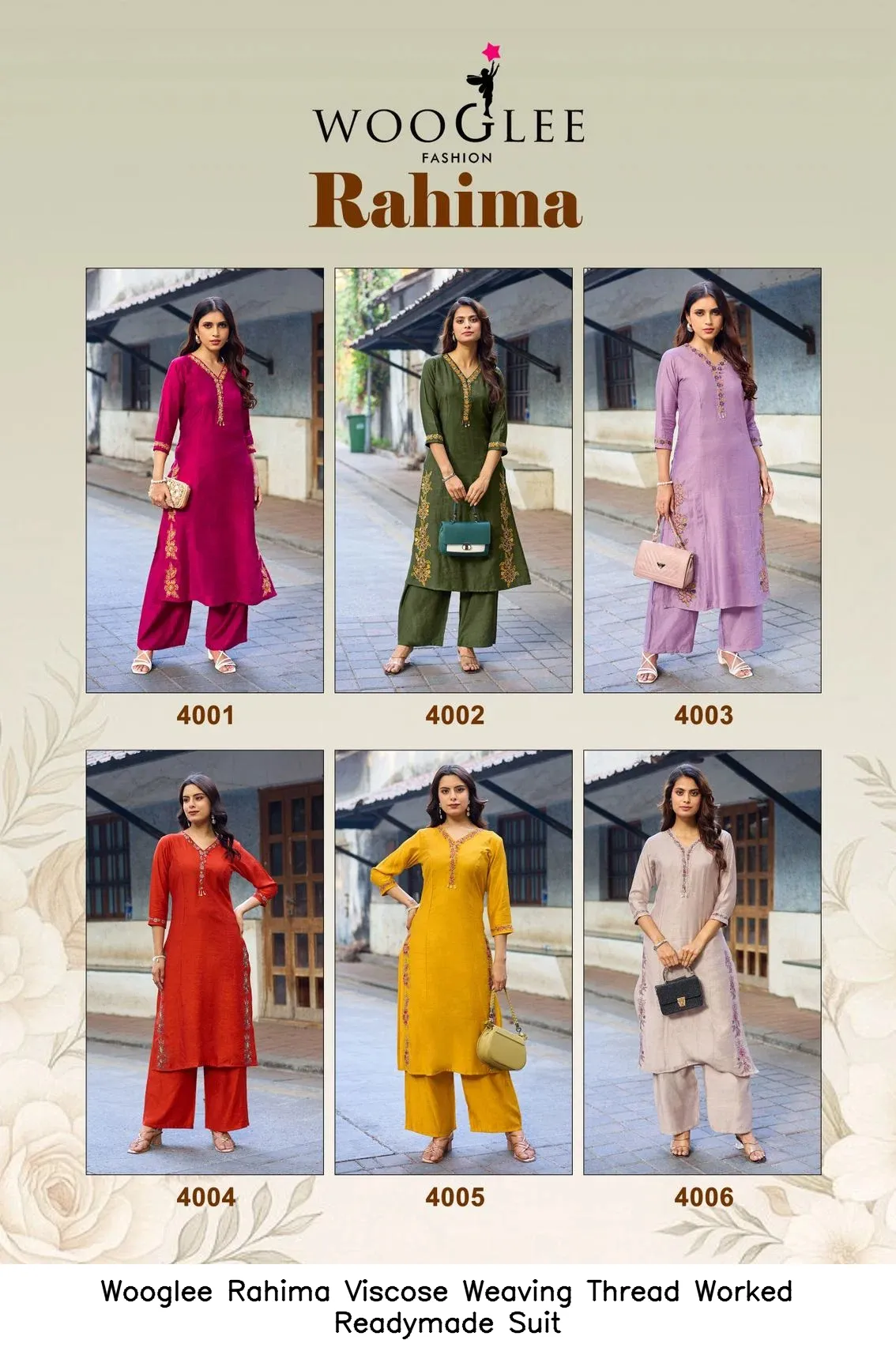 Wooglee Rahima Viscose Weaving Thread Worked  Readymade Suit — Wholesale Cotton Kurti Pant Set, Wooglee wholesale from Surat — view 8