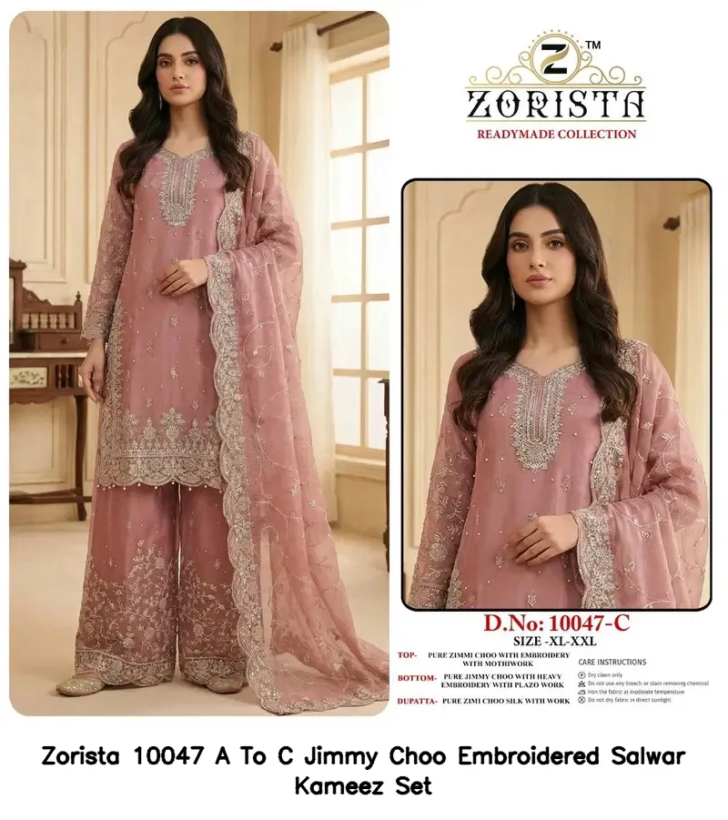 Zorista 10047 A To C Jimmy Choo Embroidered Salwar Kameez Set — Wholesale Readymade Pakistani Suits, Zorista wholesale from Surat — view 4
