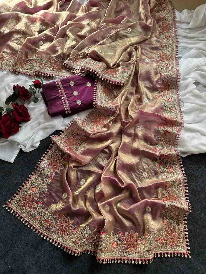 Kc 403 Fandy Sattin Silk Embroidered Premium Saree — Wholesale Sarees, MPA wholesale from Surat — view 6