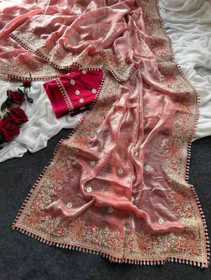 Kc 403 Fandy Sattin Silk Embroidered Premium Saree — Wholesale Sarees, MPA wholesale from Surat — view 4