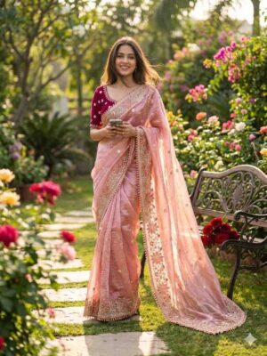 Kc 403 Fandy Sattin Silk Embroidered Premium Saree