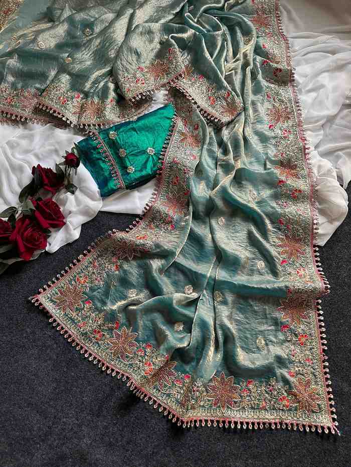 Kc 403 Fandy Sattin Silk Embroidered Premium Saree — Wholesale Sarees, MPA wholesale from Surat — view 10