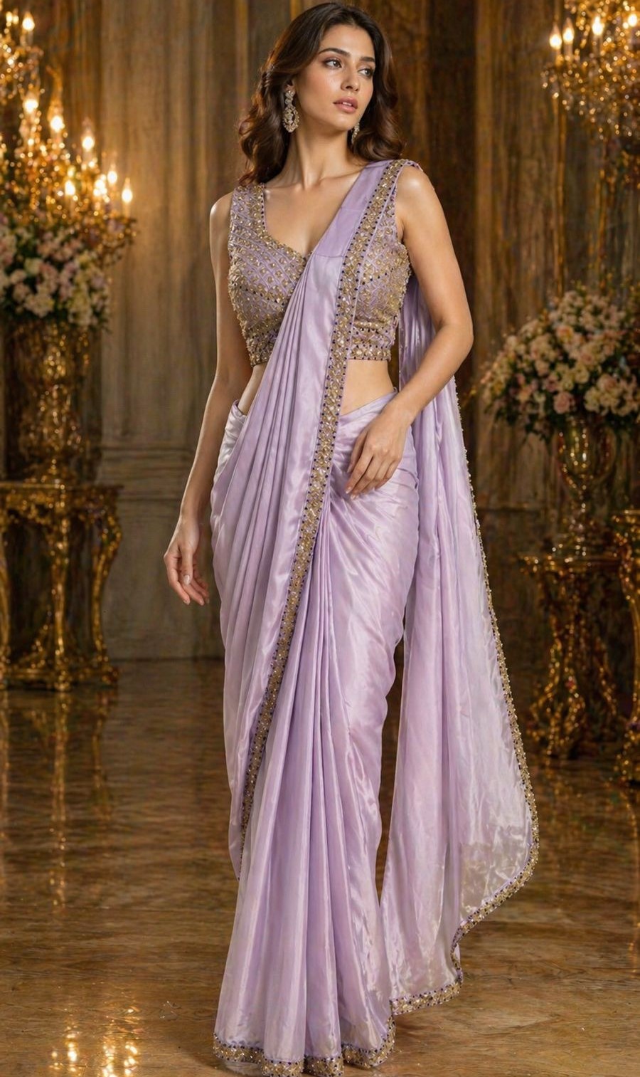 Amoha Beads Work Beutiful Ready To Wear Saree — Wholesale Sarees, Vardan Ethnic wholesale from Surat — view 2