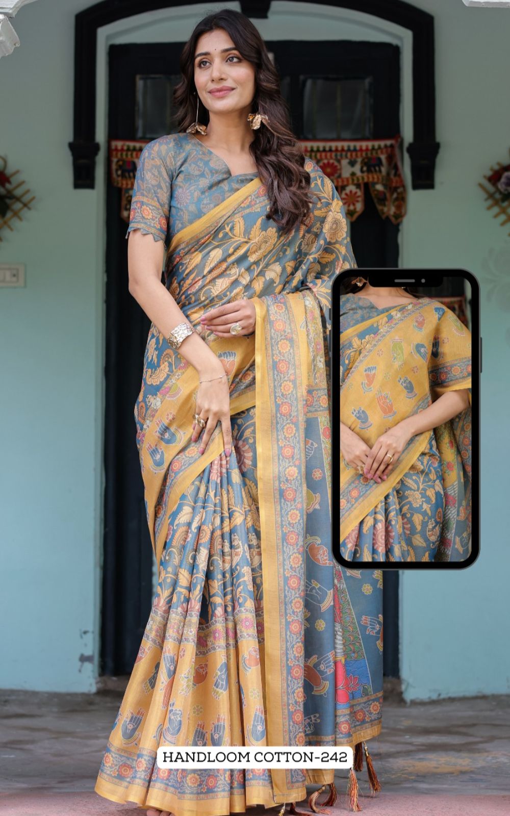 Almirah Handloom Fancy Cotton Saree Collection — Wholesale Sarees, Vardan Ethnic wholesale from Surat — view 21