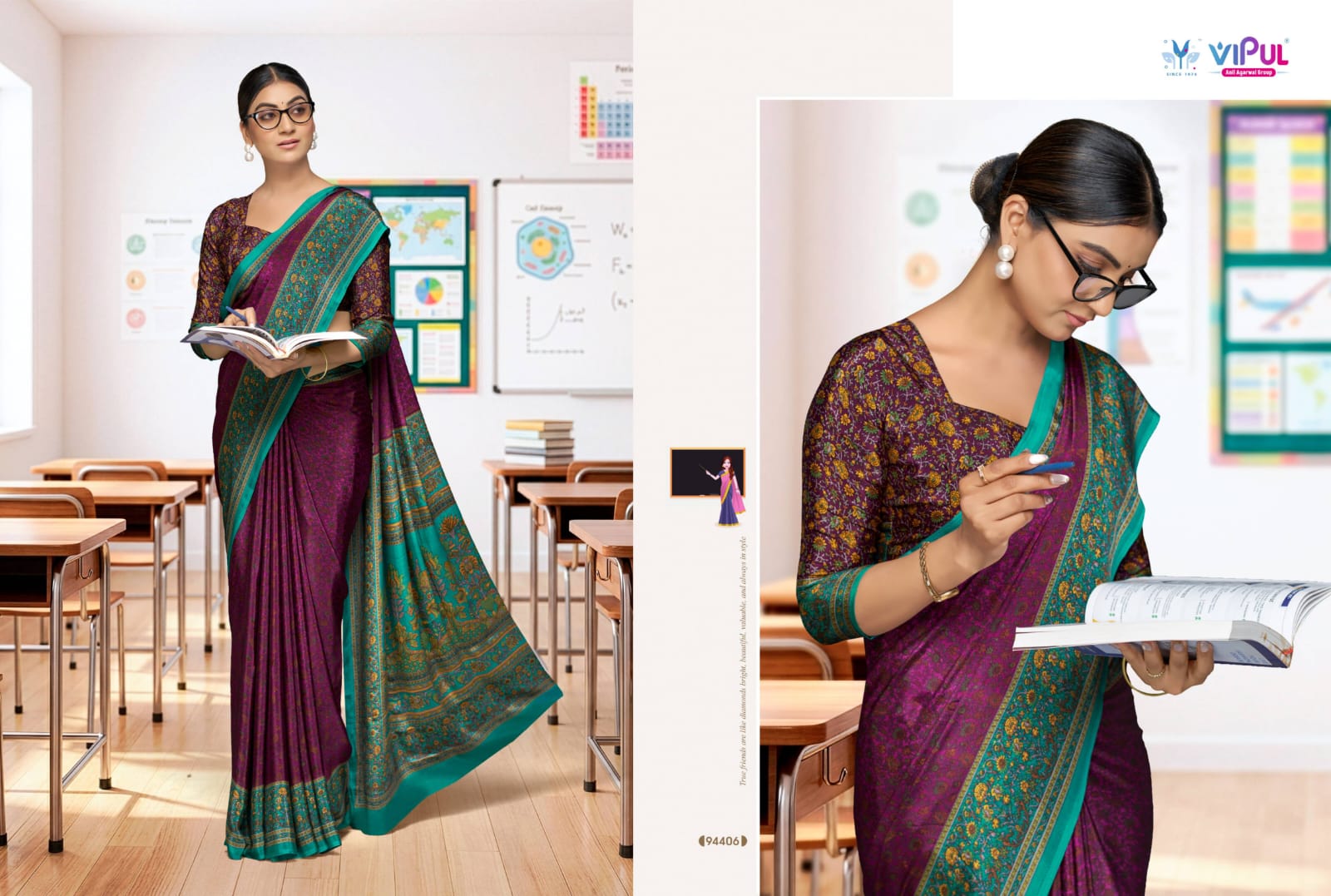 Vipul Saree Smart Silk Vol 07 Uniform Saree Collection — Wholesale Sarees, Vipul wholesale from Surat — view 7