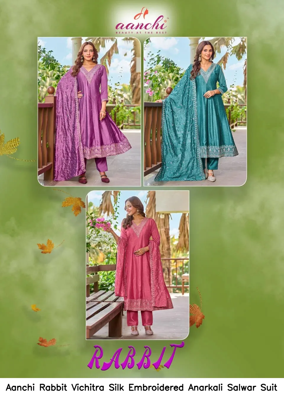 Aanchi Rabbit Vichitra Silk Embroidered Anarkali Salwar Suit — Wholesale Salwar Suits, Aanchi wholesale from Surat - Gallery Image 3