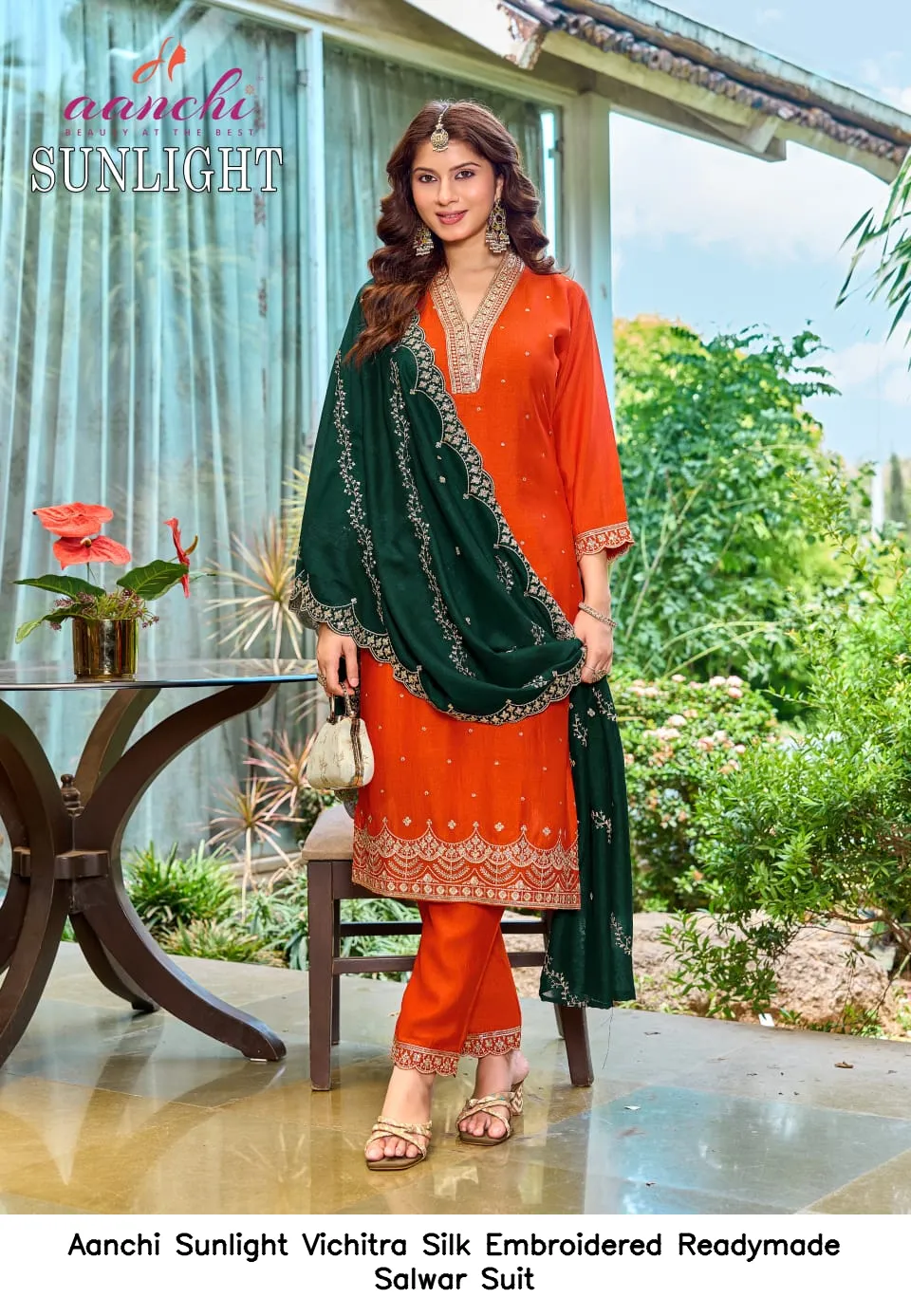Aanchi Sunlight Vichitra Silk Embroidered Readymade Salwar Suit — Wholesale Salwar Suits, Aanchi wholesale from Surat — view 5