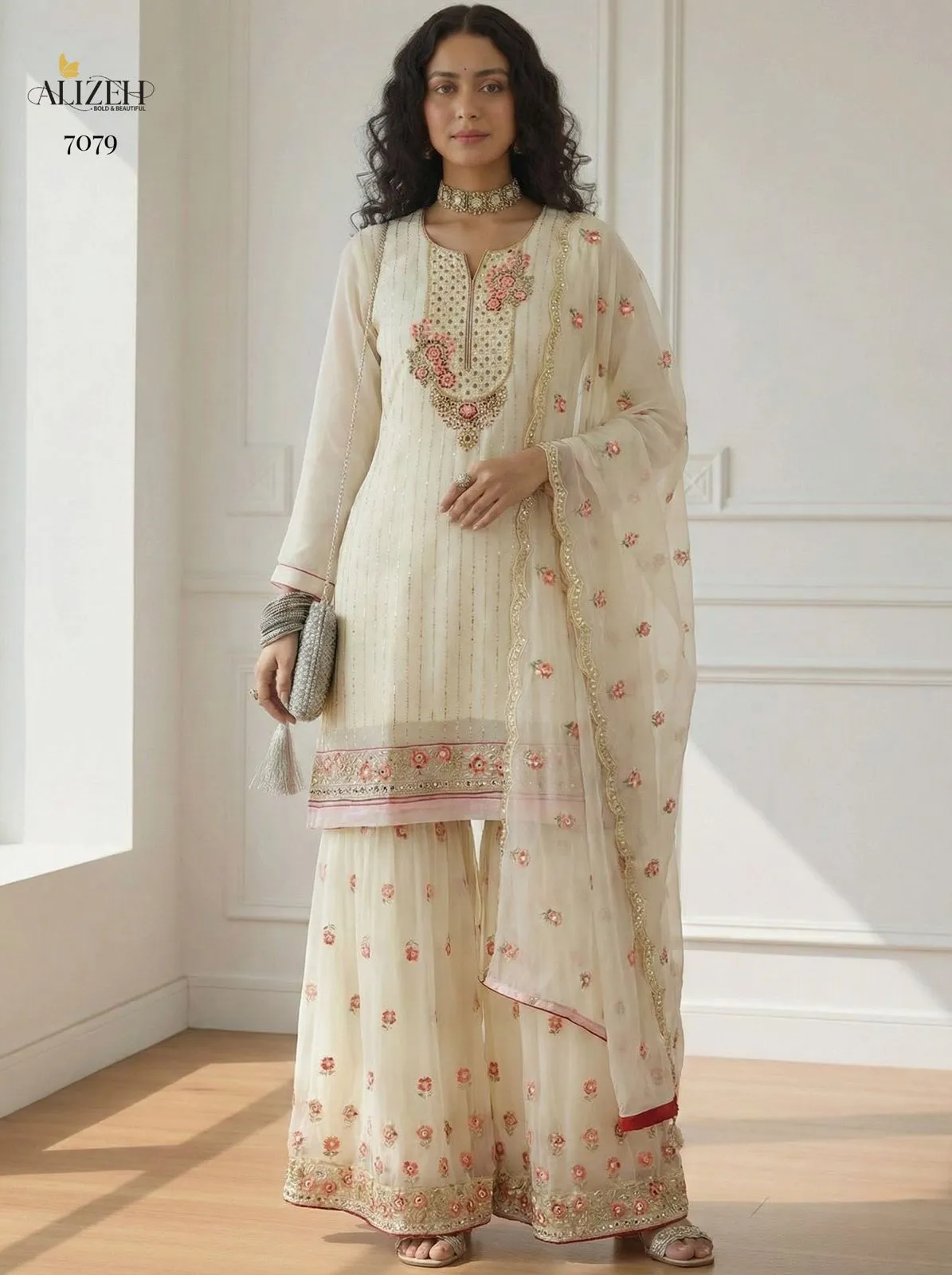Alizeh 7079 Embroidered Designer Readymade Sharara Suit