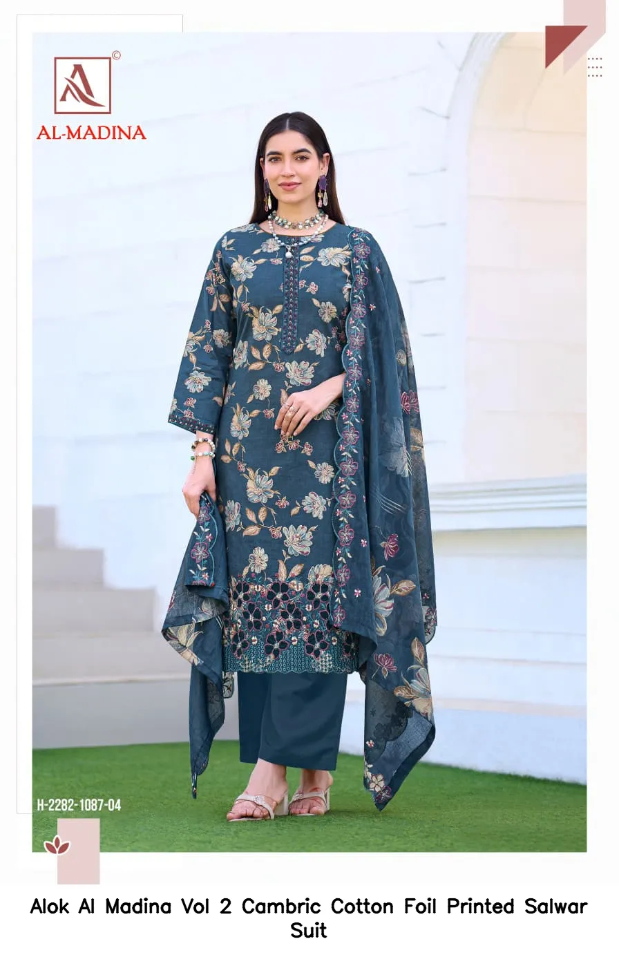Alok Al Madina Vol 2 Cambric Cotton Foil Printed  Salwar Suit — Wholesale Pakistani Suits, MPA wholesale from Surat — view 6