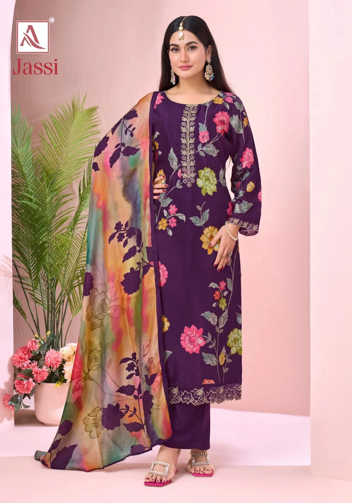 Alok Jassi Viscose Muslin Printed Dress Material — Wholesale Salwar Suits, Alok wholesale from Surat — view 1