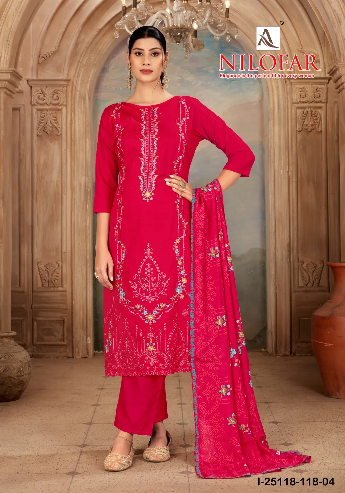 Alok Nilofar Premium Zam Swarovski Diamond Work Dress Material