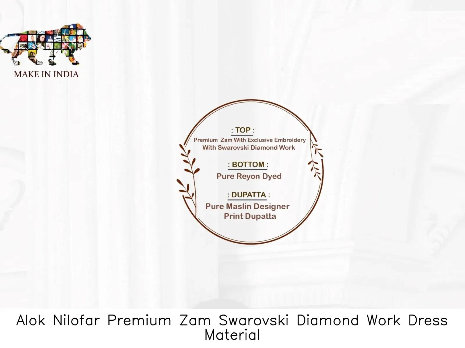 Alok Nilofar Premium Zam Swarovski Diamond Work Dress Material — Wholesale Dress Material, Alok wholesale from Surat — view 7