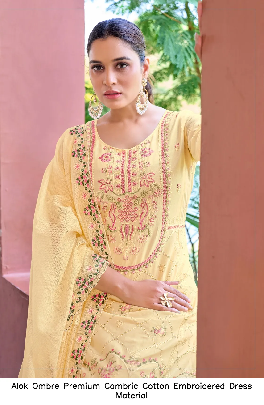Alok Ombre Premium Cambric Cotton Embroidered Dress Material — Wholesale Salwar Suits, Alok wholesale from Surat — Photo 3