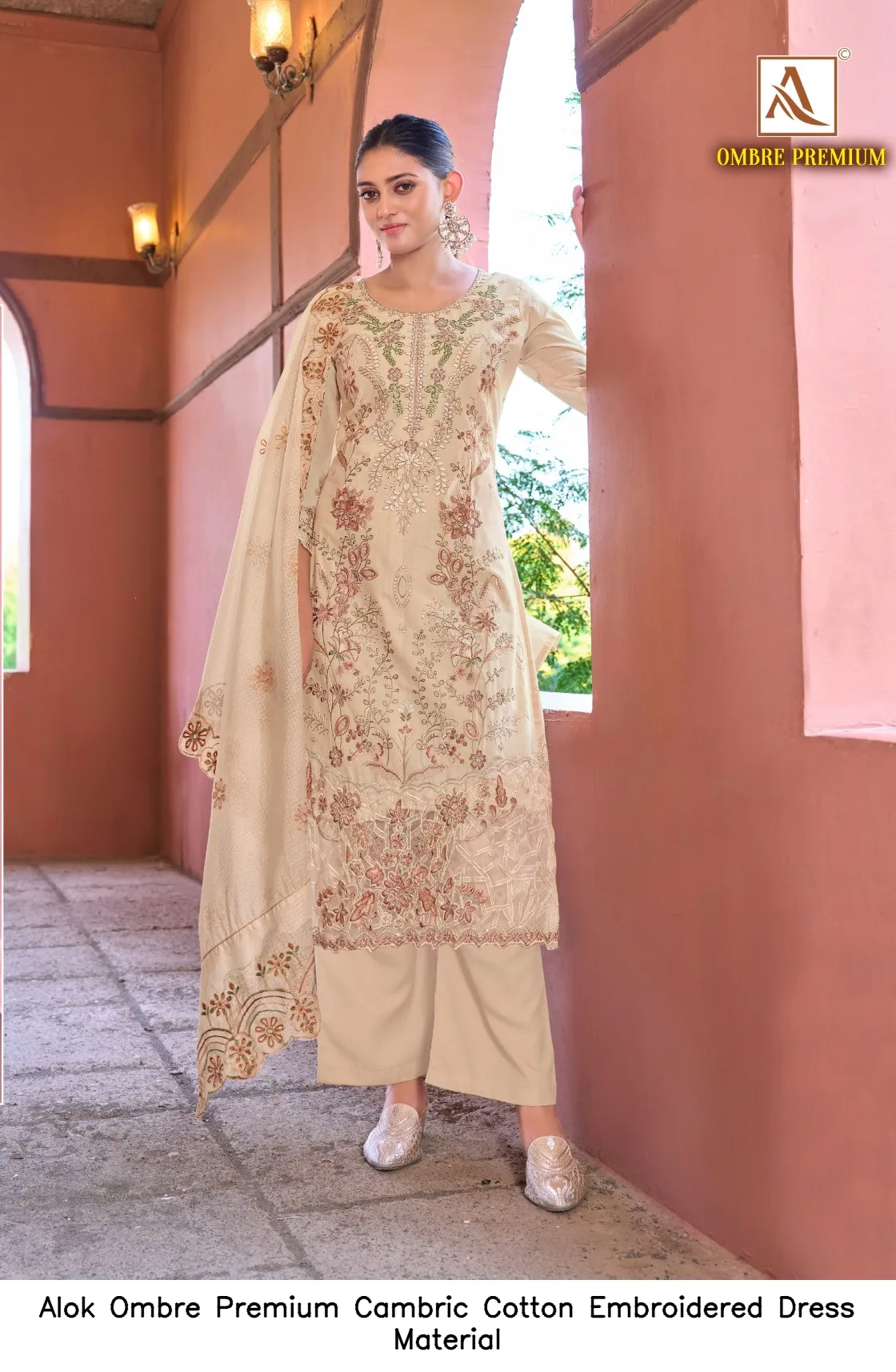Alok Ombre Premium Cambric Cotton Embroidered Dress Material — Wholesale Salwar Suits, Alok wholesale from Surat — Photo 6