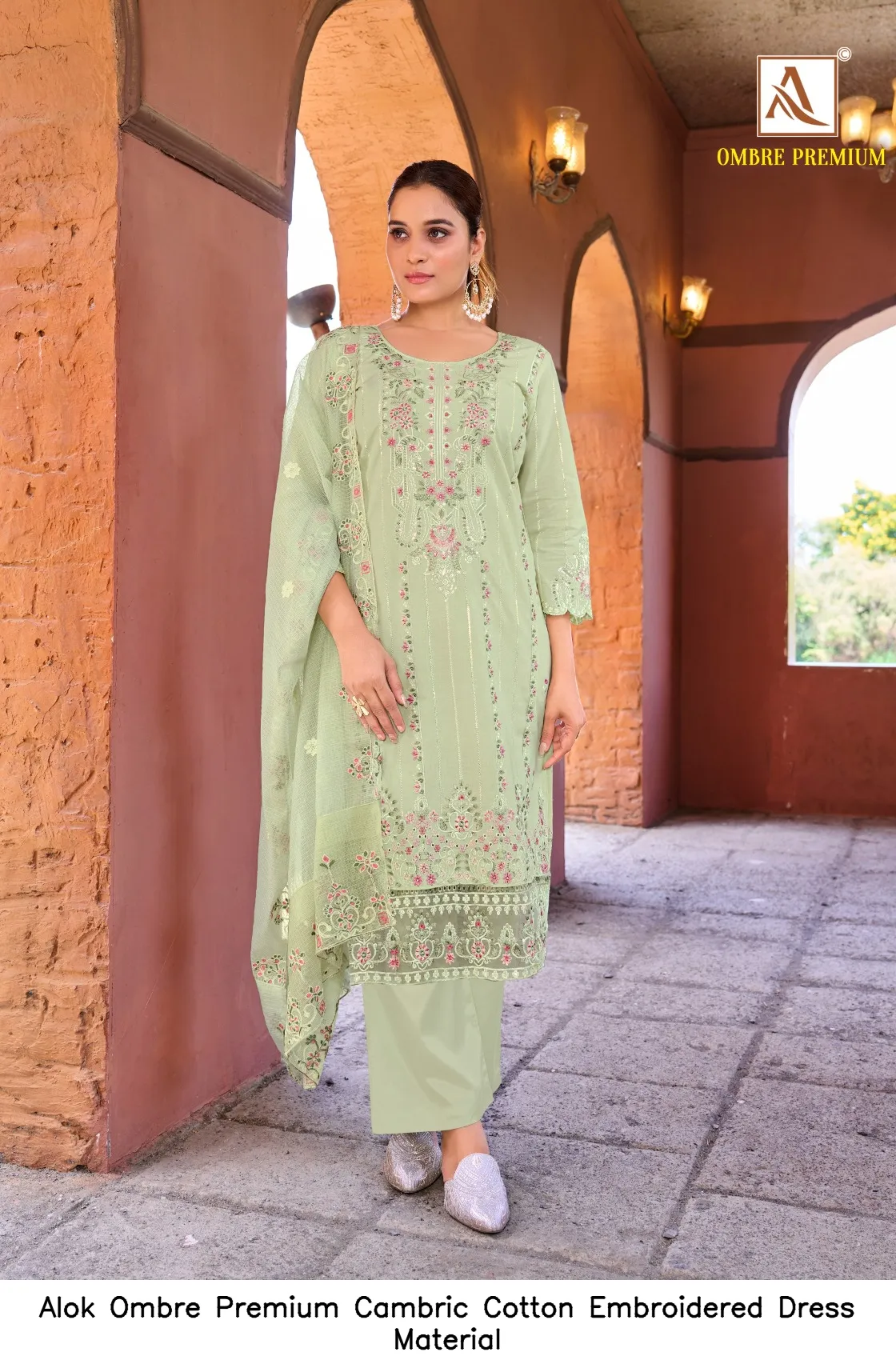 Alok Ombre Premium Cambric Cotton Embroidered Dress Material — Wholesale Salwar Suits, Alok wholesale from Surat — Photo 8