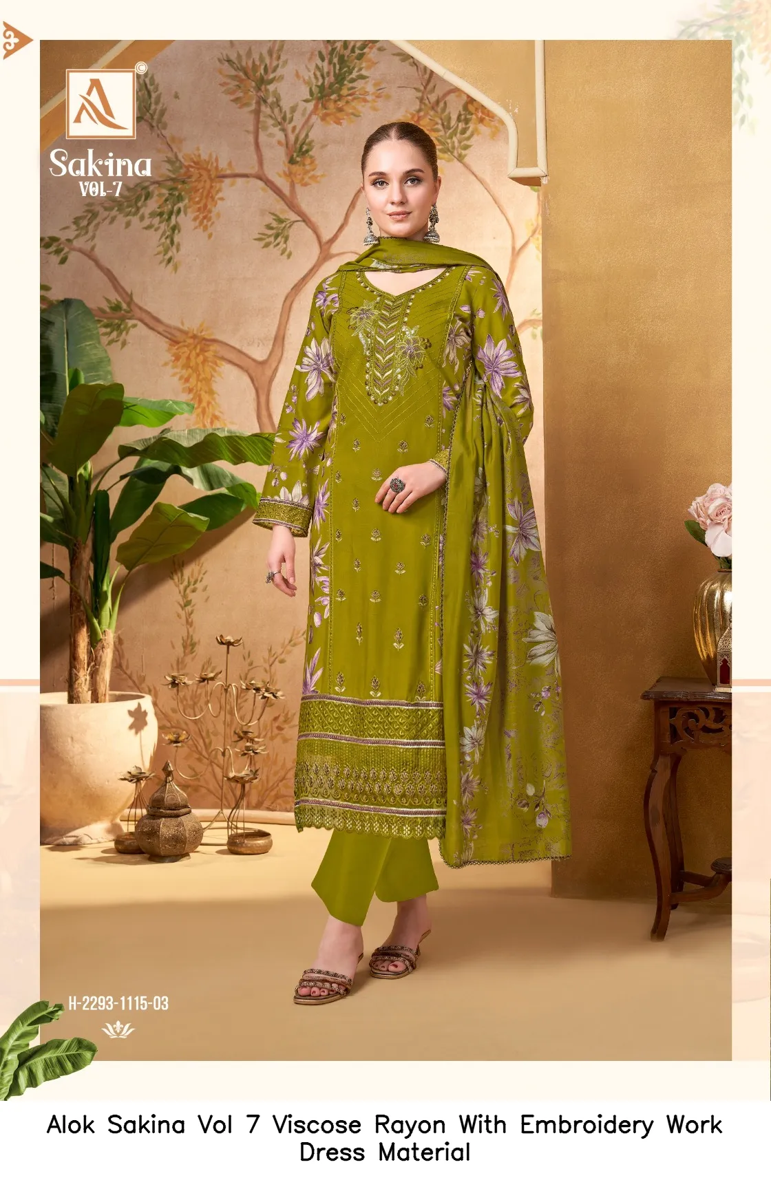Alok Sakina Vol 7 Viscose Rayon With Embroidery Work Dress Material — Wholesale Salwar Suits, Alok wholesale from Surat — view 6