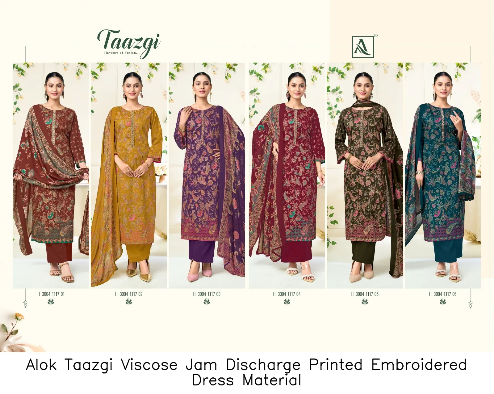 Alok Taazgi Viscose Jam Discharge Printed Embroidered Dress Material — Wholesale Pakistani Suits, Alok wholesale from Surat — Photo 7