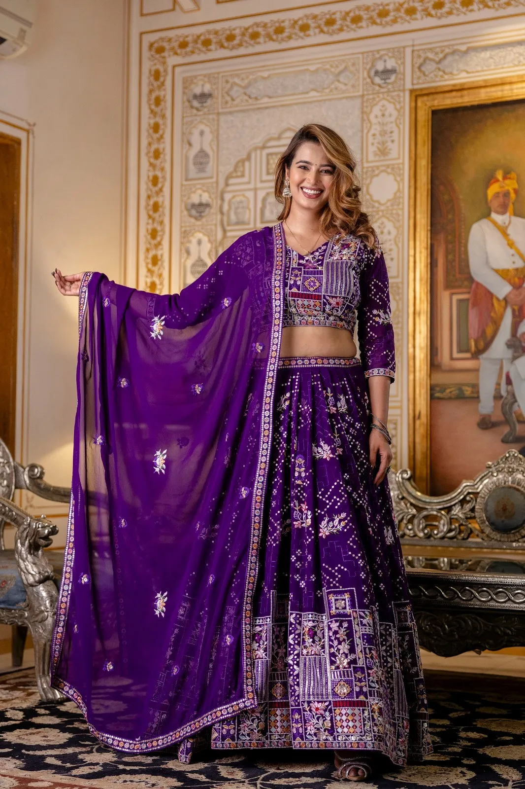 Arya 375 Floral Ensemble Crafted in Premium Organza Lehenga Choli Set — Wholesale Lehenga, Arya wholesale from Surat — view 1