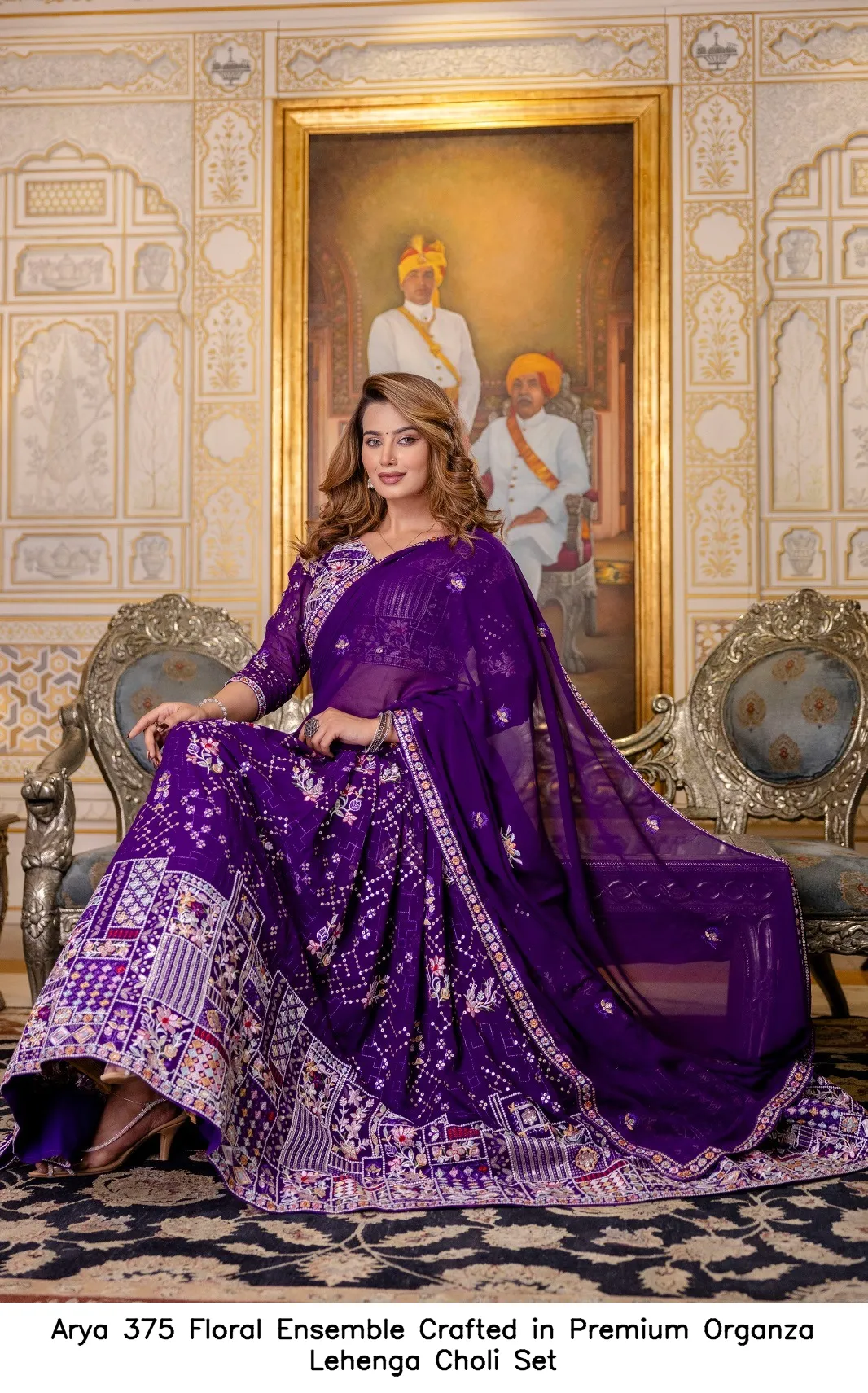 Arya 375 Floral Ensemble Crafted in Premium Organza Lehenga Choli Set — Wholesale Lehenga, Arya wholesale from Surat - Gallery Image 4
