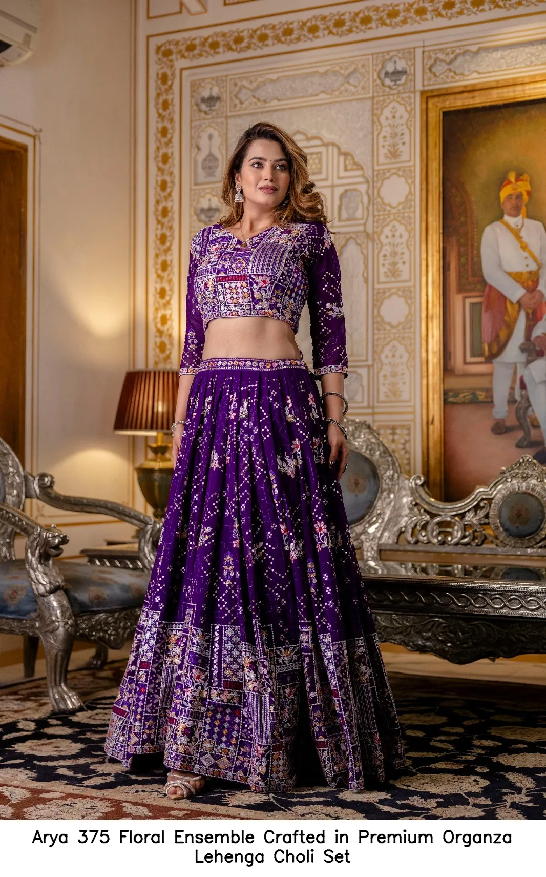 Arya 375 Floral Ensemble Crafted in Premium Organza Lehenga Choli Set — Wholesale Lehenga, Arya wholesale from Surat - Gallery Image 5
