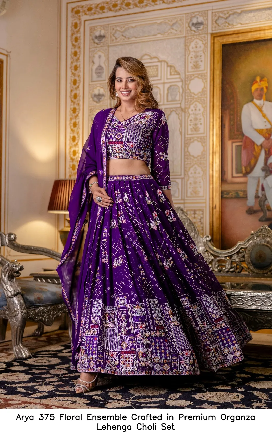 Arya 375 Floral Ensemble Crafted in Premium Organza Lehenga Choli Set — Wholesale Lehenga, Arya wholesale from Surat - Gallery Image 6