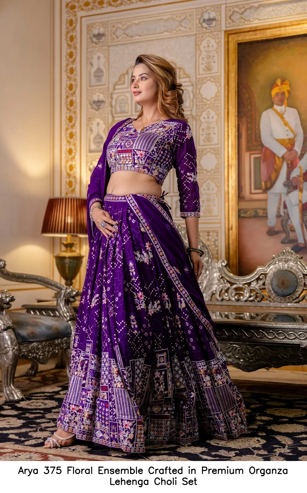 Arya 375 Floral Ensemble Crafted in Premium Organza Lehenga Choli Set — Wholesale Lehenga, Arya wholesale from Surat - Gallery Image 7