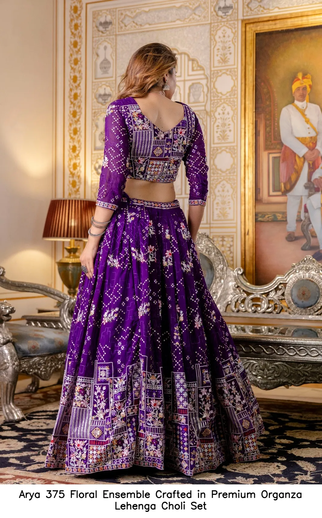 Arya 375 Floral Ensemble Crafted in Premium Organza Lehenga Choli Set — Wholesale Lehenga, Arya wholesale from Surat - Gallery Image 8