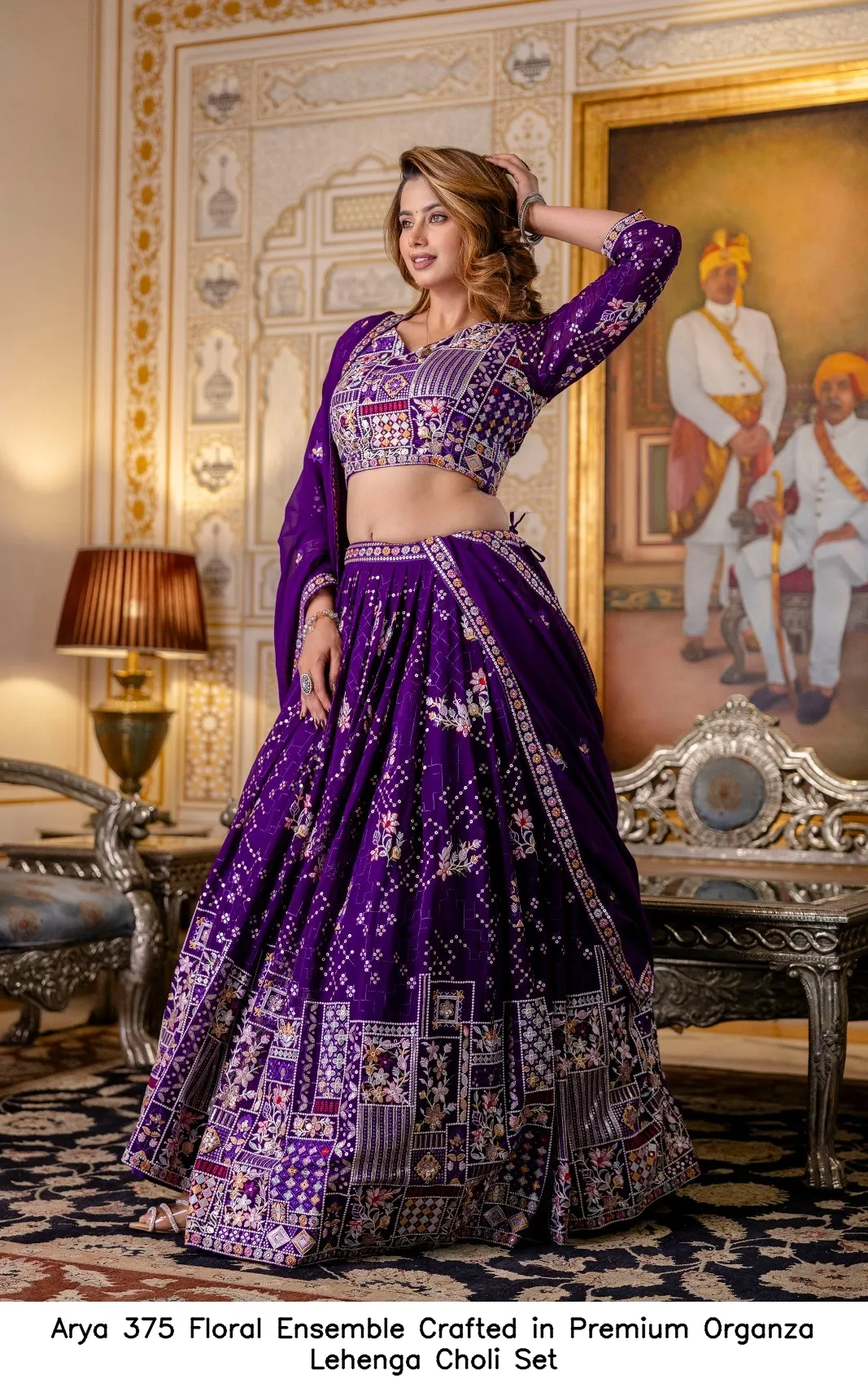 Arya 375 Floral Ensemble Crafted in Premium Organza Lehenga Choli Set — Wholesale Lehenga, Arya wholesale from Surat — view 9