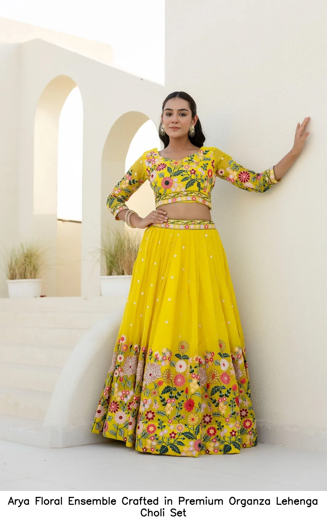 Arya Floral Ensemble Crafted in Premium Organza Lehenga Choli Set — Wholesale Lehenga, Arya wholesale from Surat - Gallery Image 2