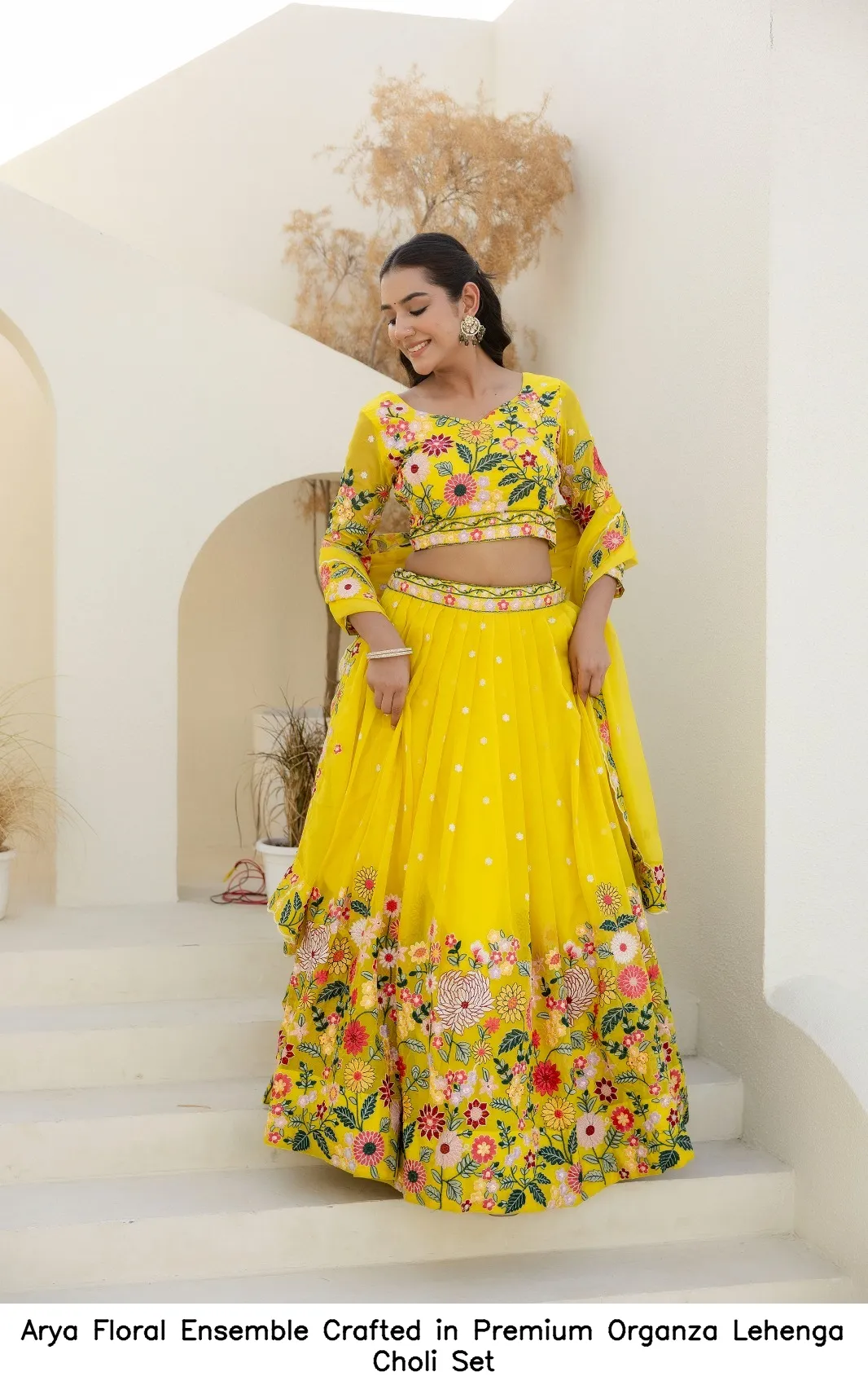 Arya Floral Ensemble Crafted in Premium Organza Lehenga Choli Set — Wholesale Lehenga, Arya wholesale from Surat - Gallery Image 3