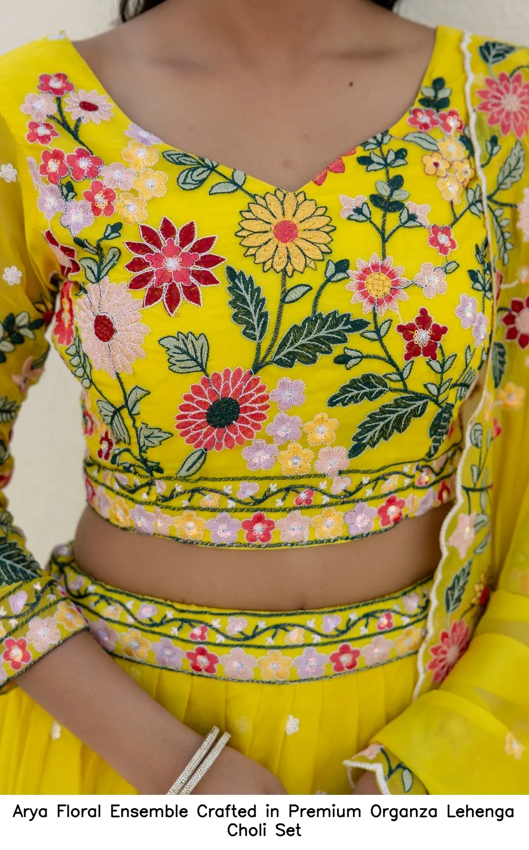 Arya Floral Ensemble Crafted in Premium Organza Lehenga Choli Set — Wholesale Lehenga, Arya wholesale from Surat - Gallery Image 4