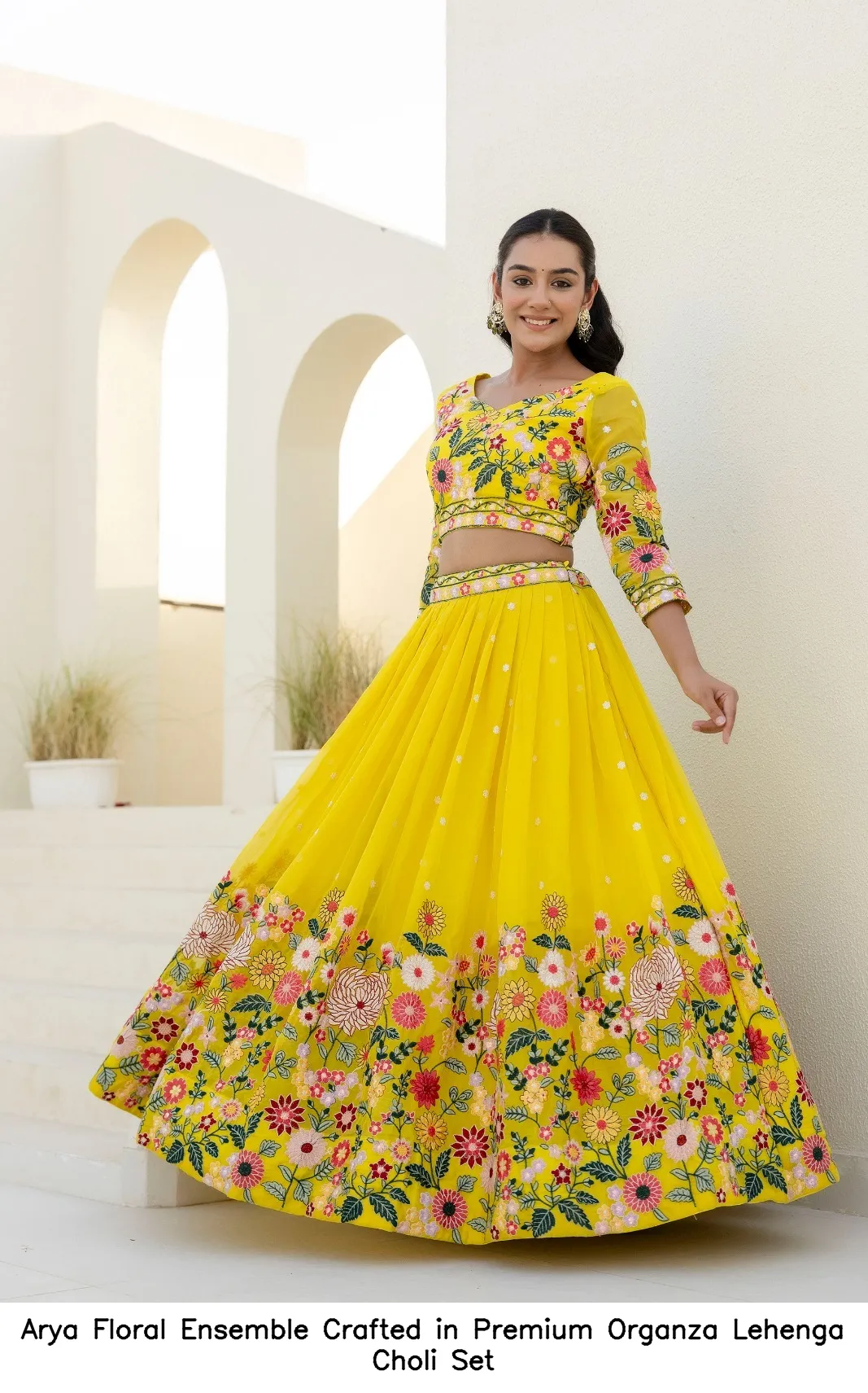 Arya Floral Ensemble Crafted in Premium Organza Lehenga Choli Set — Wholesale Lehenga, Arya wholesale from Surat - Gallery Image 6