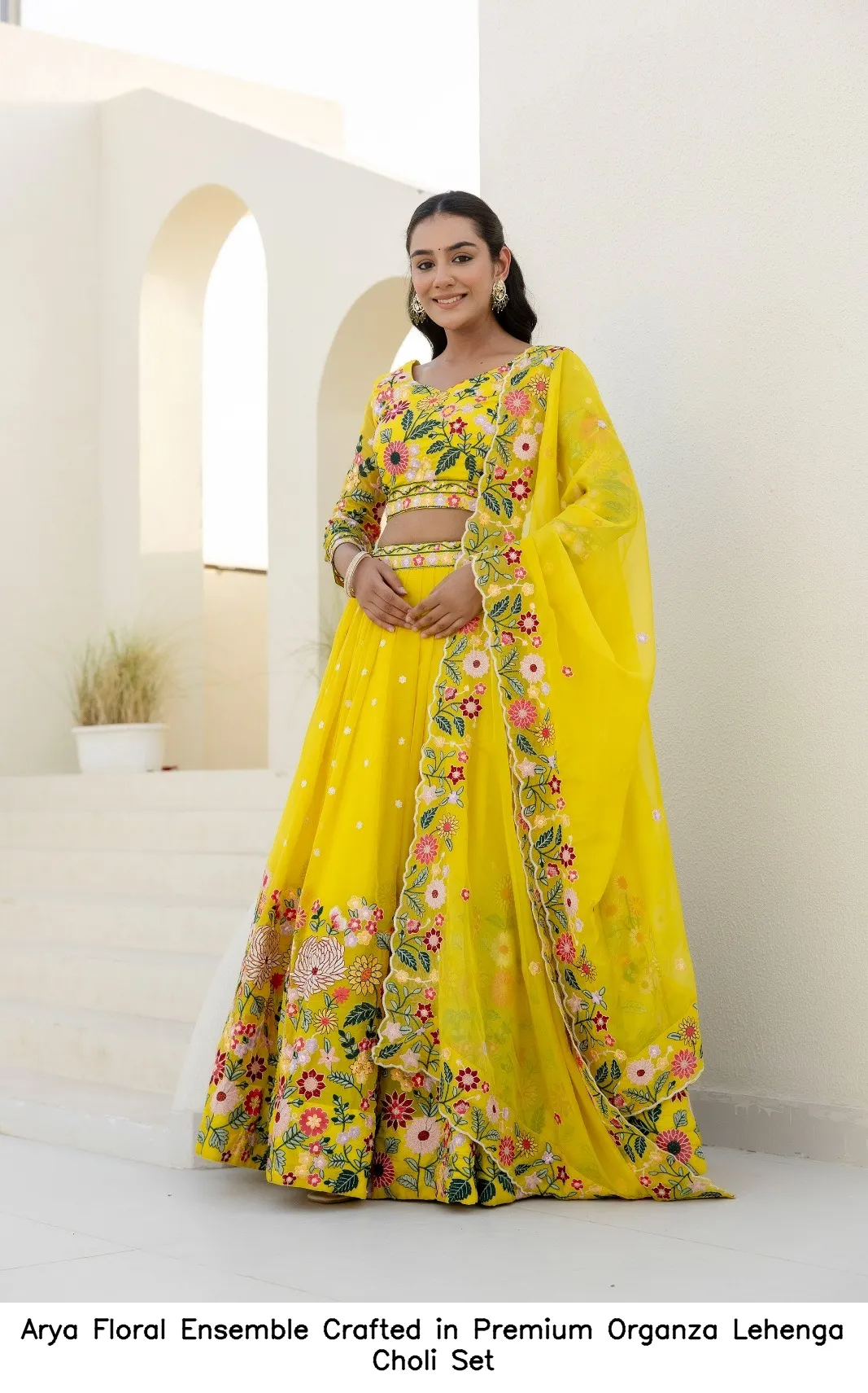Arya Floral Ensemble Crafted in Premium Organza Lehenga Choli Set — Wholesale Lehenga, Arya wholesale from Surat — view 8