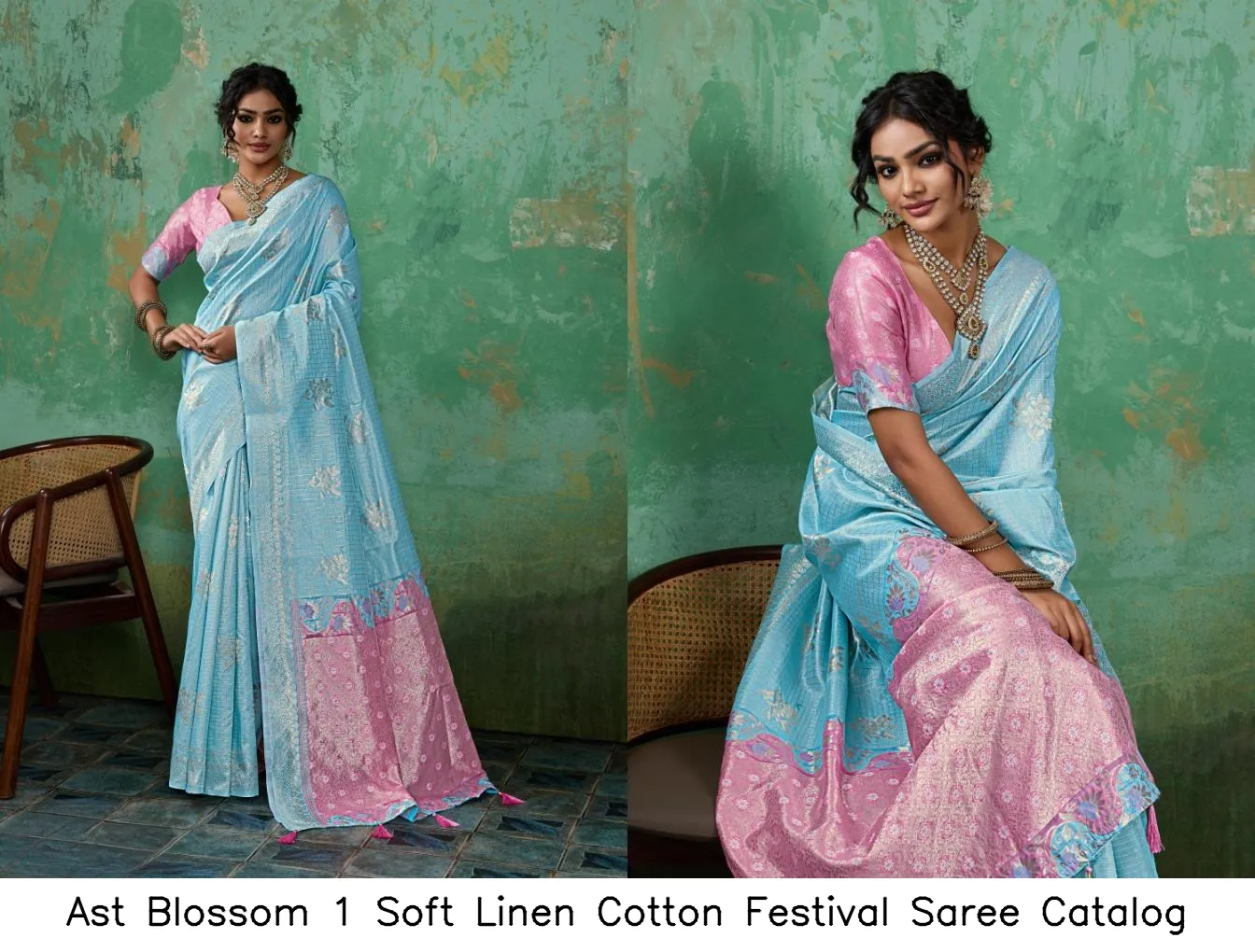 Ast Blossom 1 Soft Linen Cotton Festival Saree Catalog — Wholesale Sarees, MPA wholesale from Surat — Photo 2