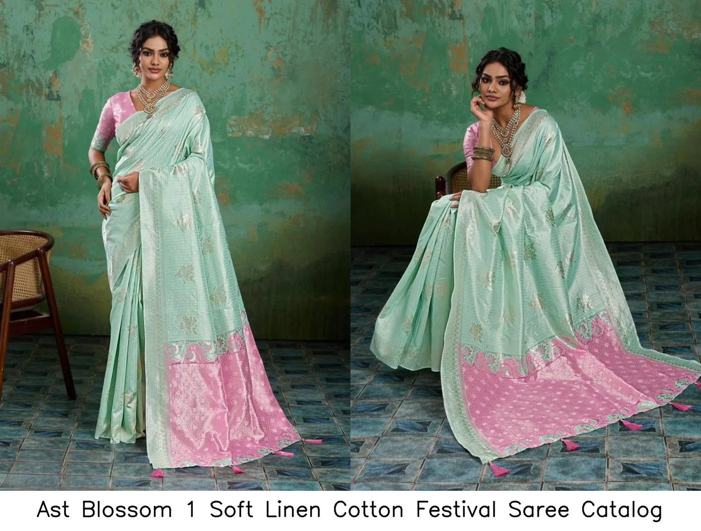 Ast Blossom 1 Soft Linen Cotton Festival Saree Catalog — Wholesale Sarees, MPA wholesale from Surat — Photo 6
