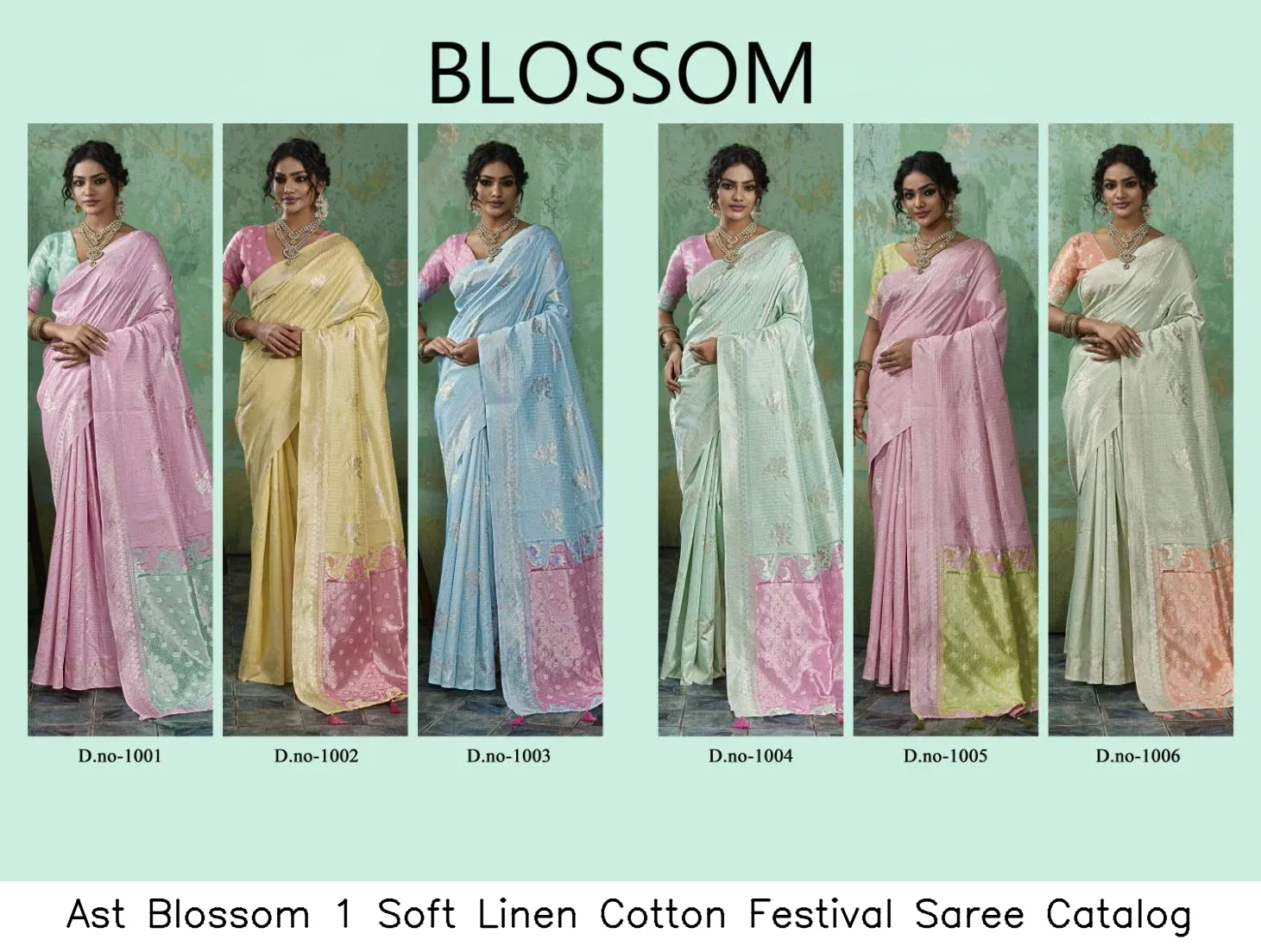 Ast Blossom 1 Soft Linen Cotton Festival Saree Catalog — Wholesale Sarees, MPA wholesale from Surat — Photo 7