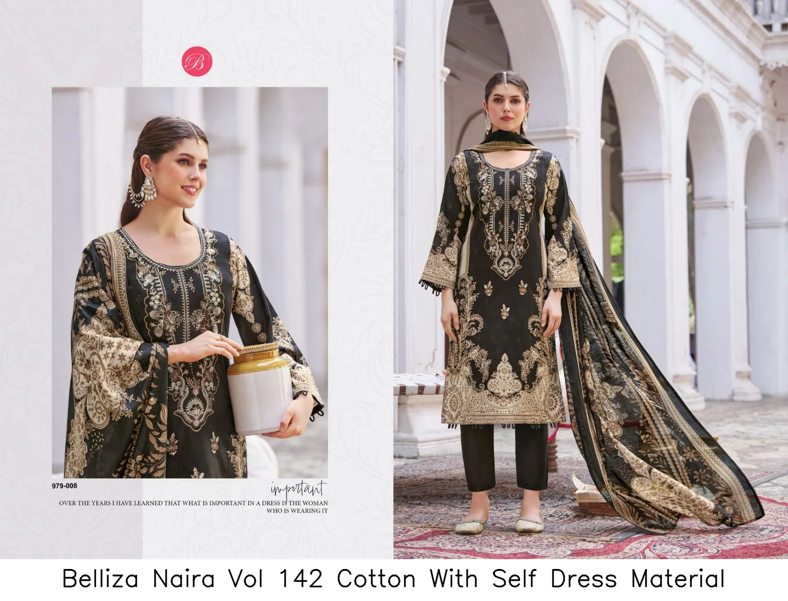 Belliza Naira Vol 142 Cotton With Self Dress Material — Wholesale Dress Material, Belliza wholesale from Surat — view 3