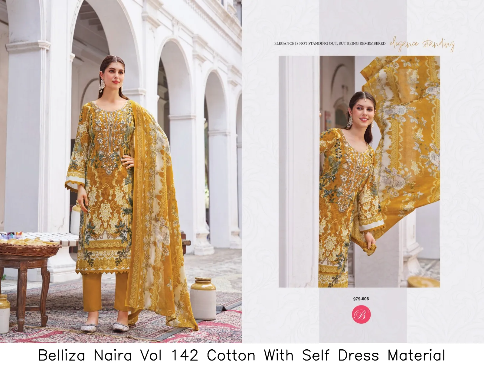 Belliza Naira Vol 142 Cotton With Self Dress Material — Wholesale Dress Material, Belliza wholesale from Surat — view 4