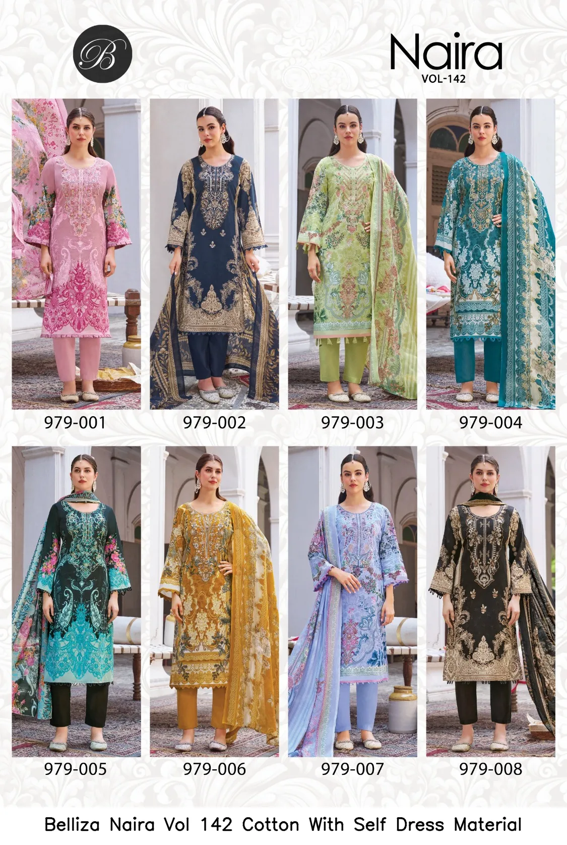 Belliza Naira Vol 142 Cotton With Self Dress Material — Wholesale Dress Material, Belliza wholesale from Surat — view 6