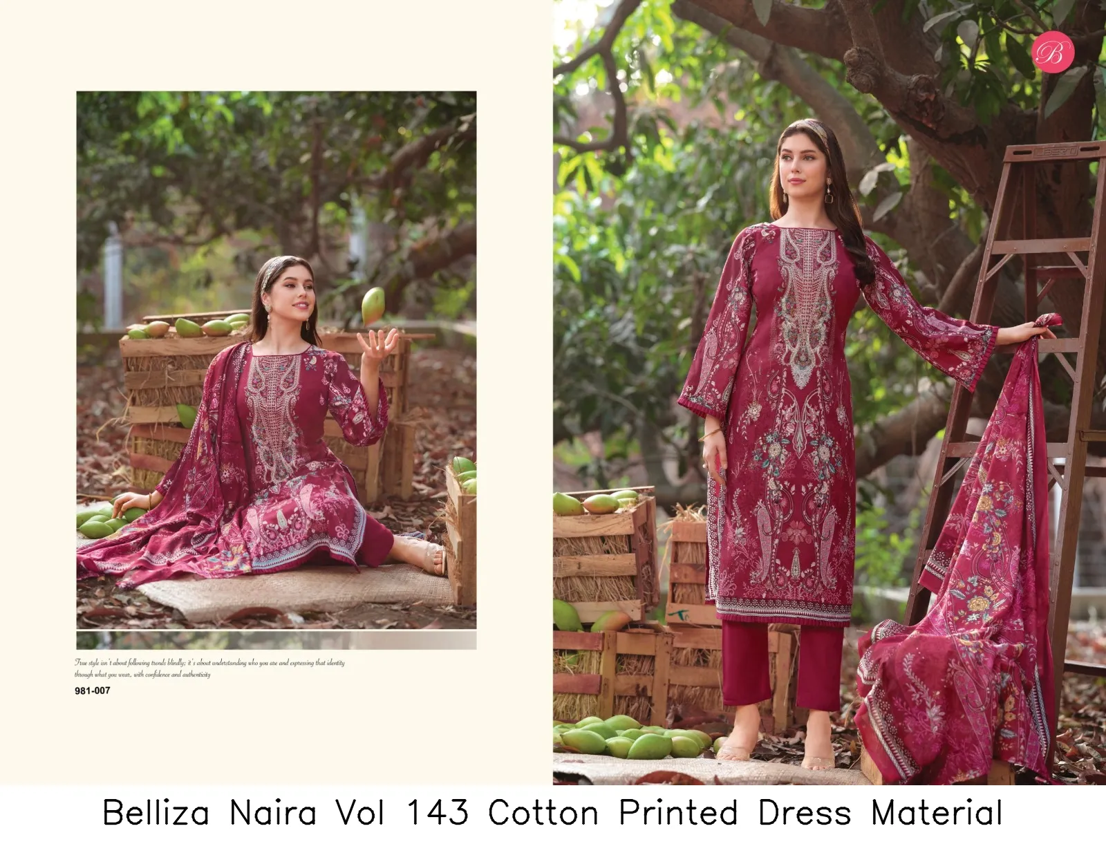 Belliza Naira Vol 143 Cotton Printed Dress Material — Wholesale Pakistani Suits, Belliza wholesale from Surat — view 3
