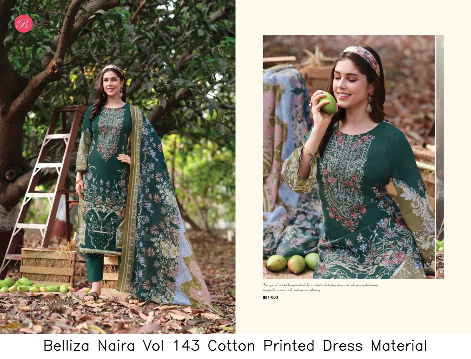 Belliza Naira Vol 143 Cotton Printed Dress Material — Wholesale Pakistani Suits, Belliza wholesale from Surat — view 6