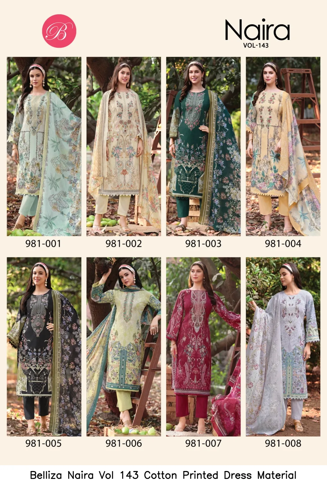 Belliza Naira Vol 143 Cotton Printed Dress Material — Wholesale Pakistani Suits, Belliza wholesale from Surat — view 7